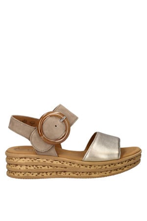 leren sandalen beige/goud