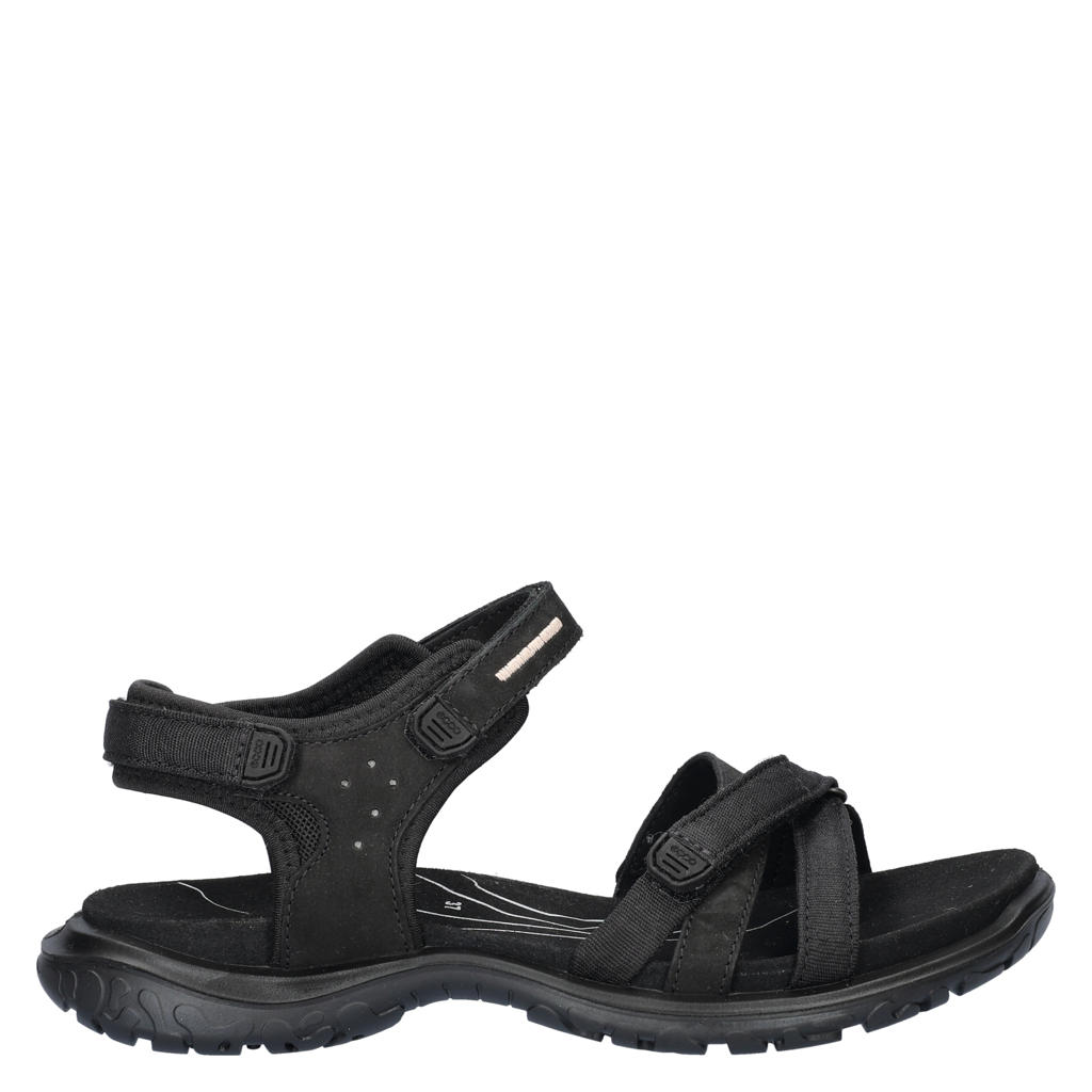 Zwarte dames Ecco Offroad Roam nubuck sandalen met klittenband en effen