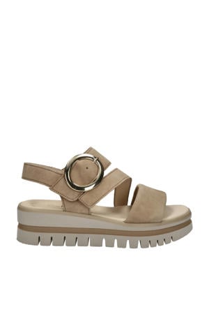 suède sandalen beige