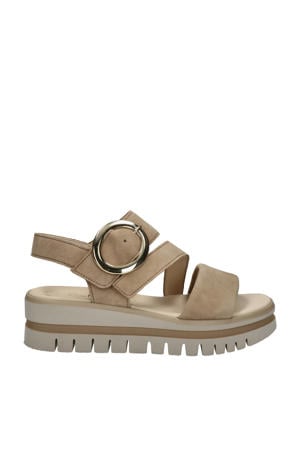 suède sandalen beige