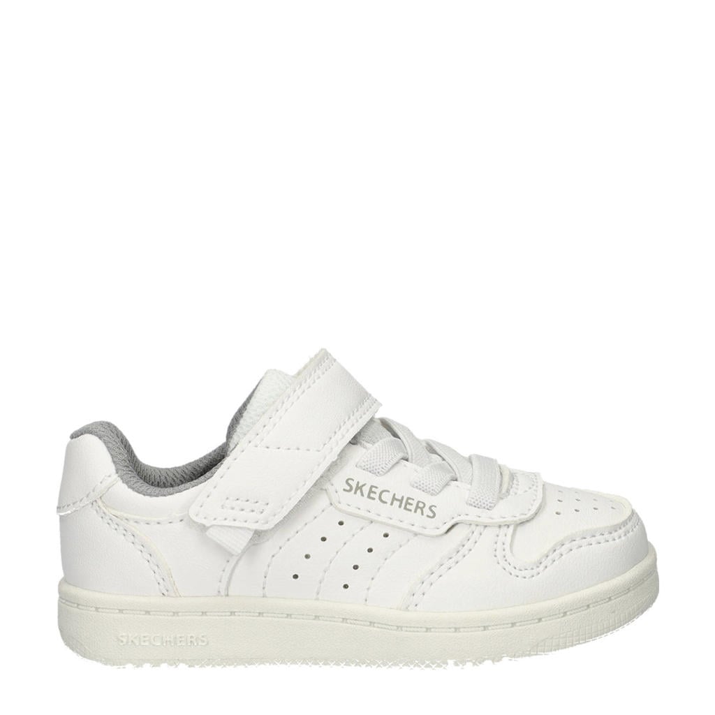 Witte jongens Skechers Quick Street sneakers van imitatieleer met elastische veter- met klittenbandsluiting