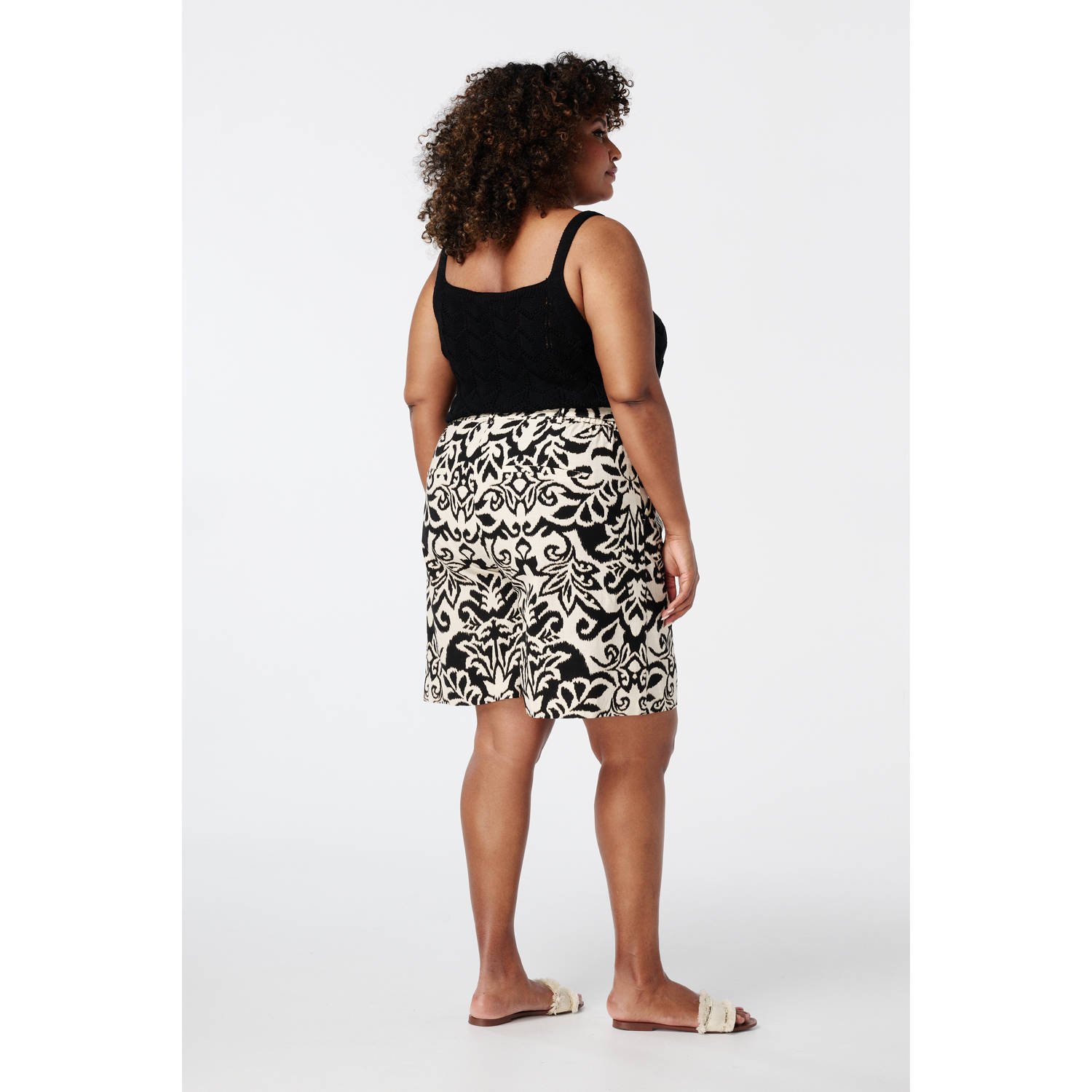 MS Mode straight regular waist casual short zwart