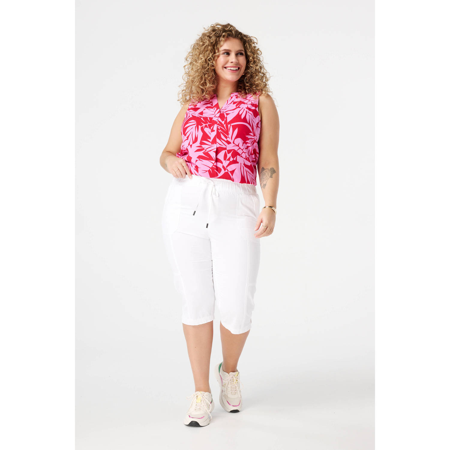 MS Mode straight regular waist broek wit