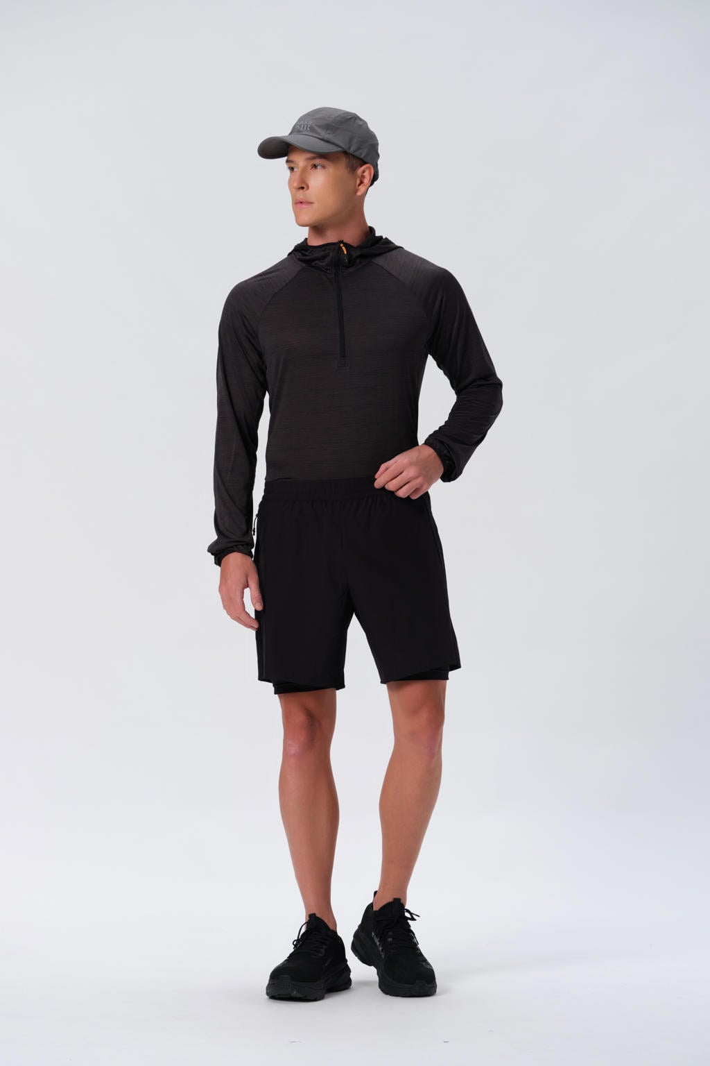 Zwarte heren Rukka hardloopshort Maaninka van polyester met elastische tailleband met koord en effen