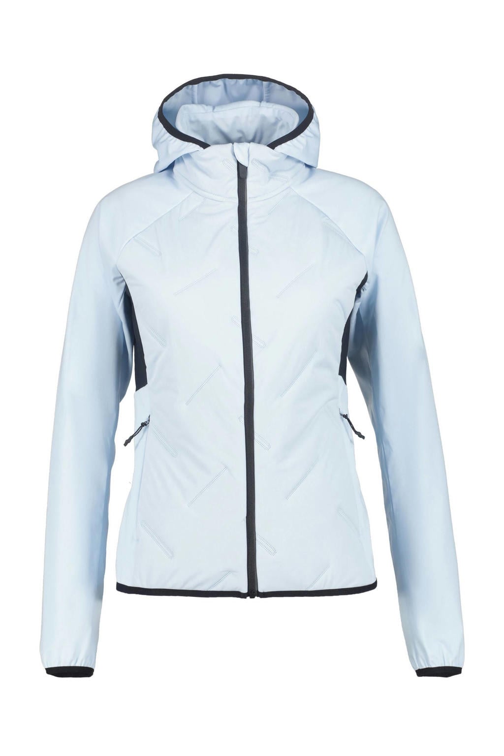Lichtblauwe dames Rukka sportjack Melta Hood van polyester met lange mouwen, capuchon en ritssluiting
