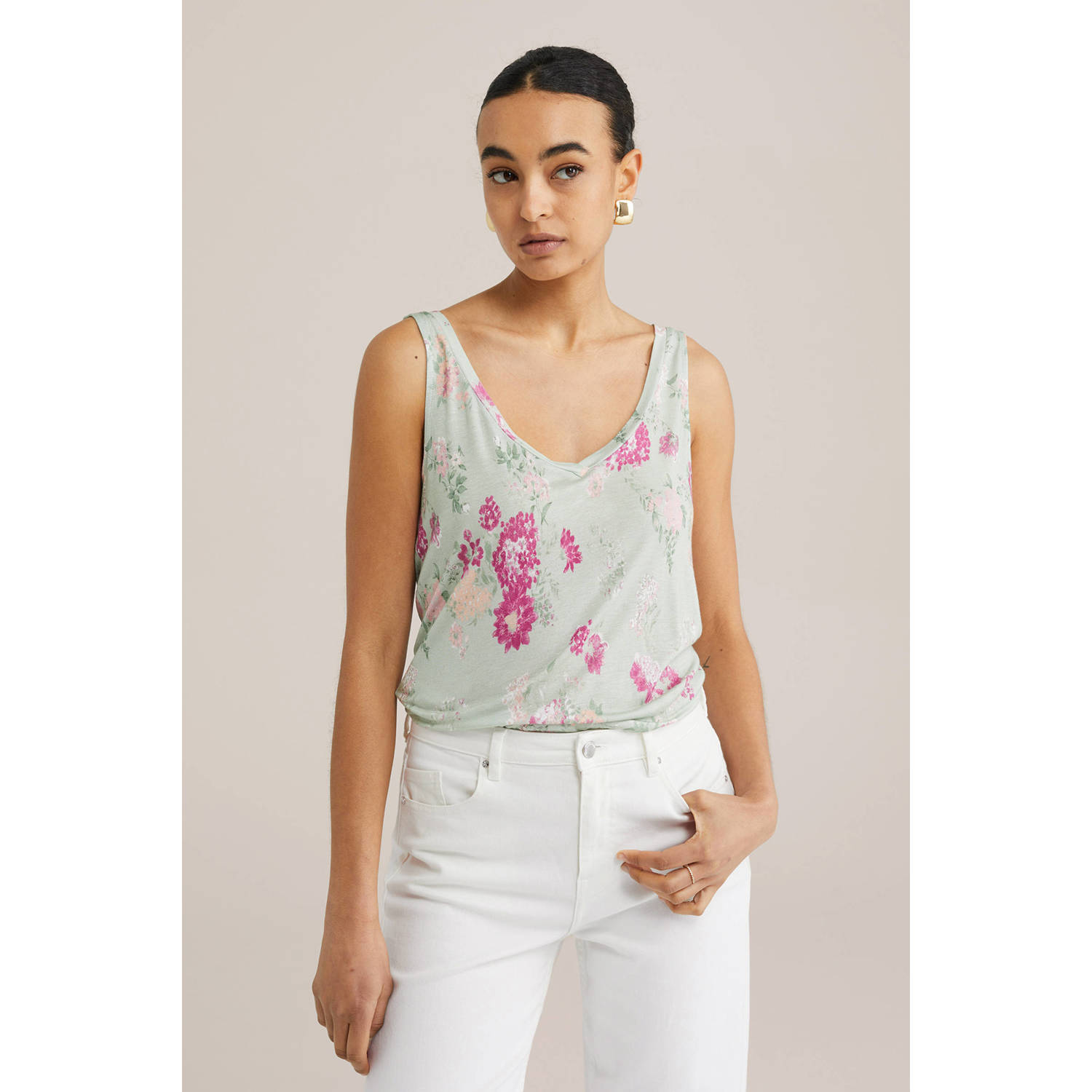 WE Fashion mouwloze top mintgroen