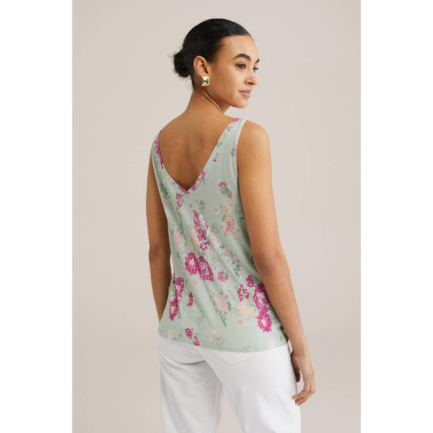 WE Fashion mouwloze top mintgroen