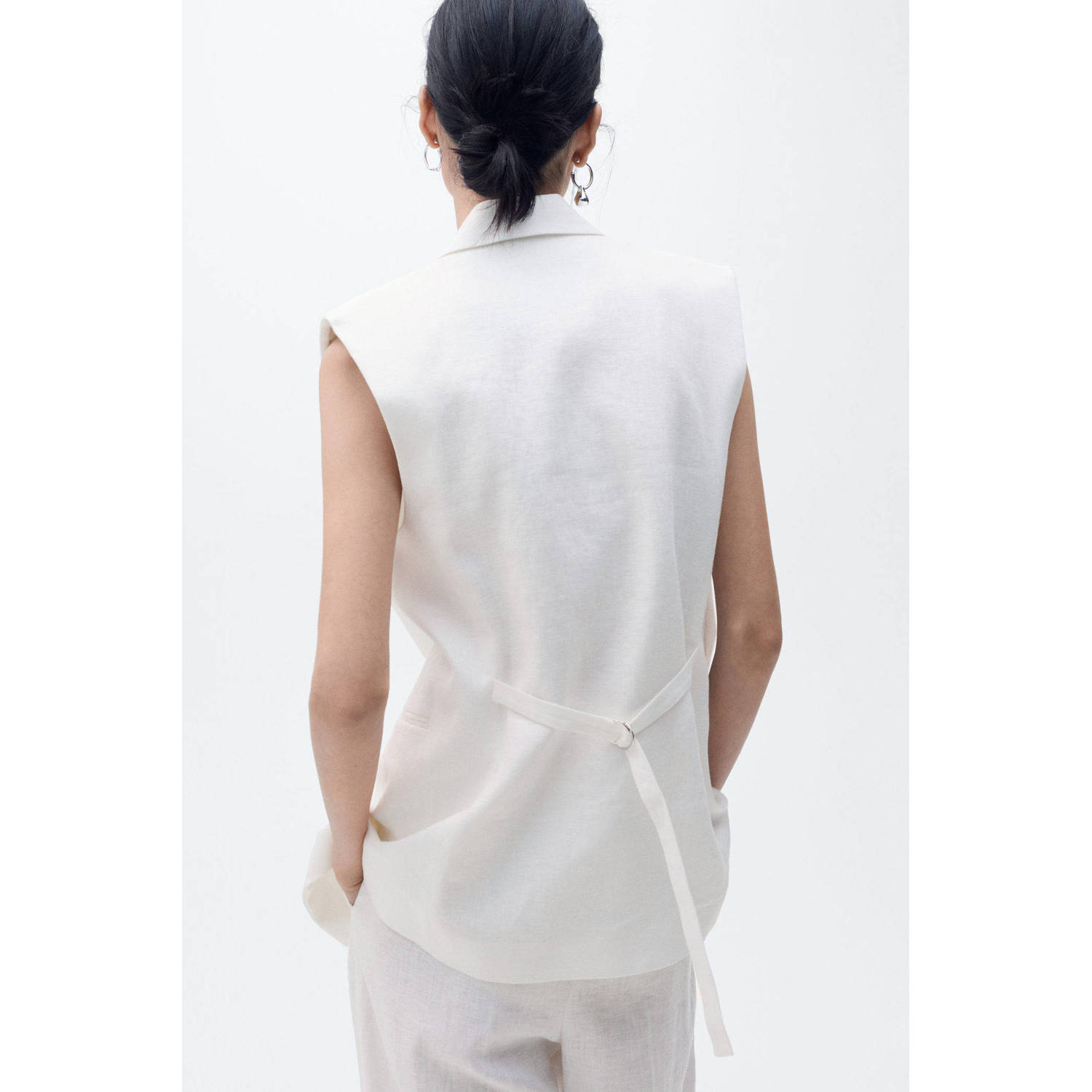 Mango linnen gilet wit