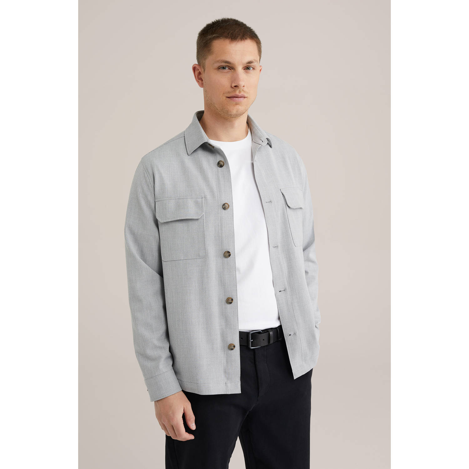 WE Fashion regular overshirt lichtgrijs