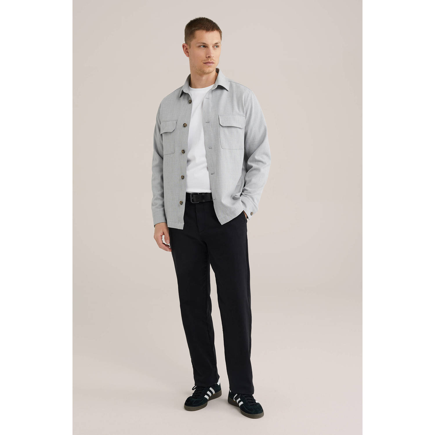 WE Fashion regular overshirt lichtgrijs