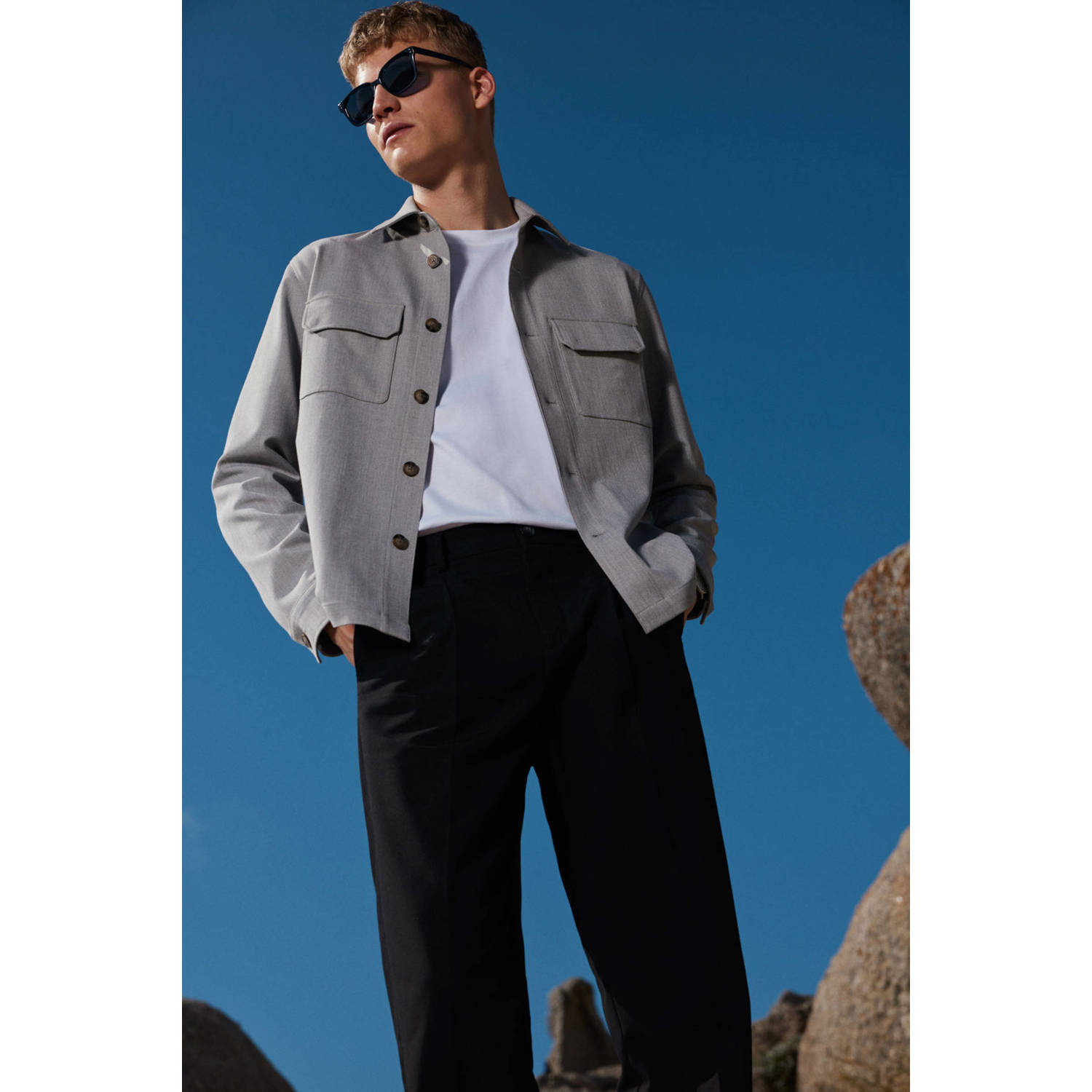 WE Fashion regular overshirt lichtgrijs