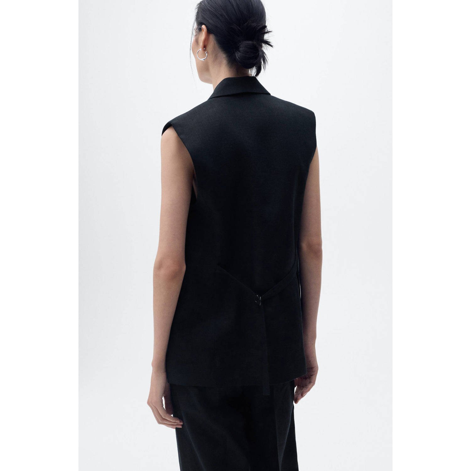 Mango linnen gilet zwart