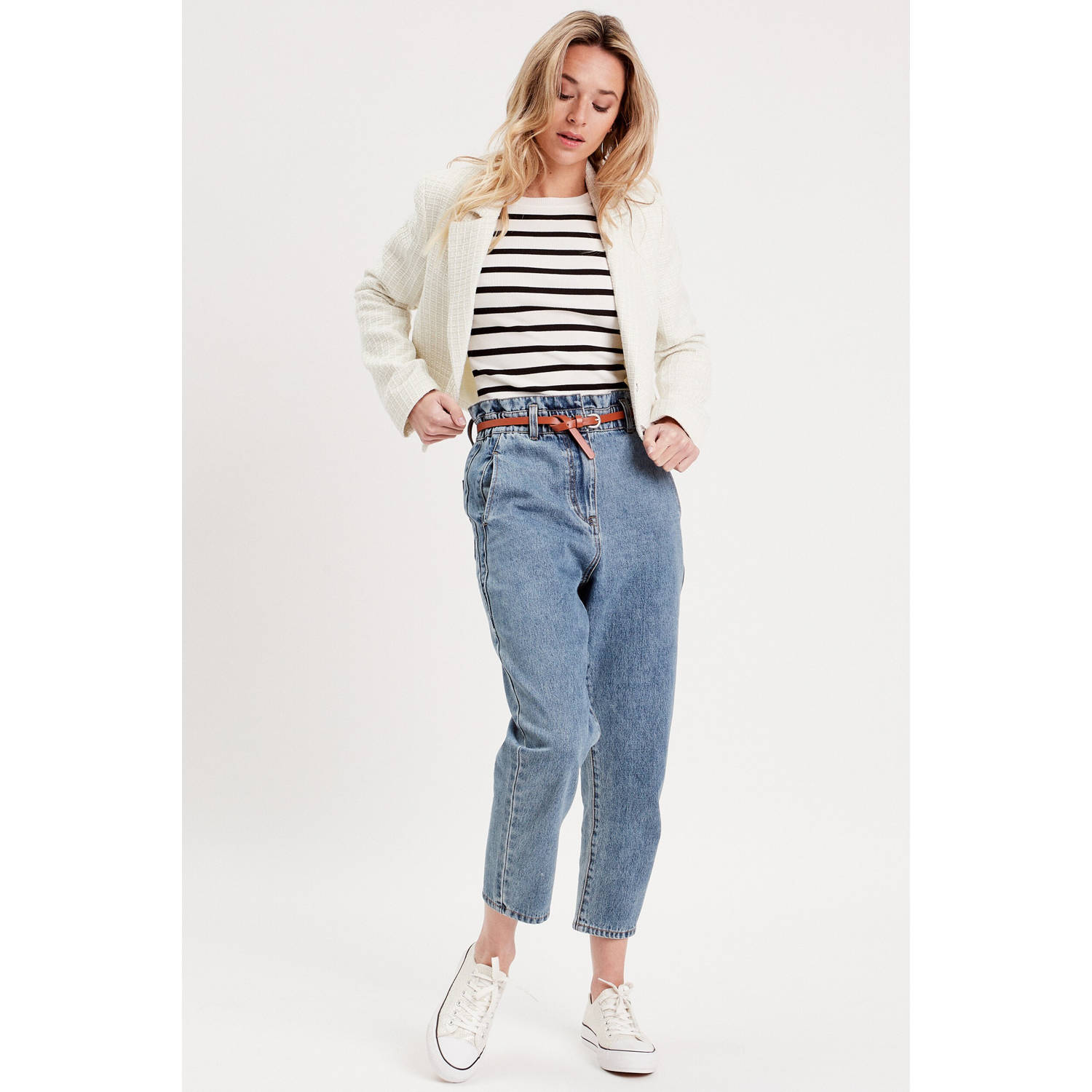 Cache cropped blazer ecru