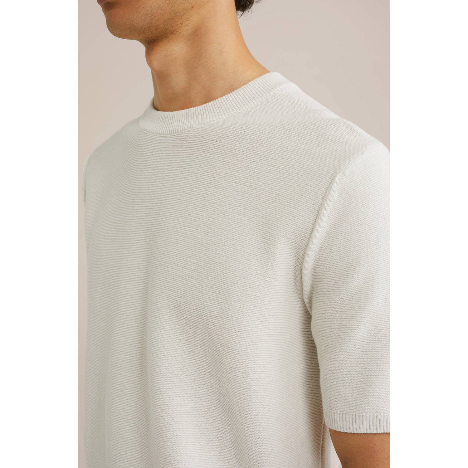 WE Fashion linnen T-shirt fijn gebreid ecru