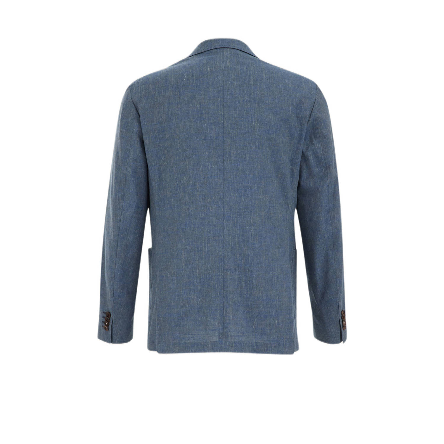 WE Fashion gemêleerd slim fit colbert met linnen blauw