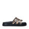Sacha slippers met slangenprint beige/zwart