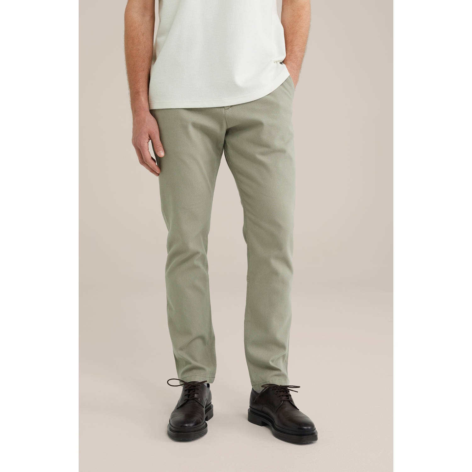 WE Fashion slim chino kaki