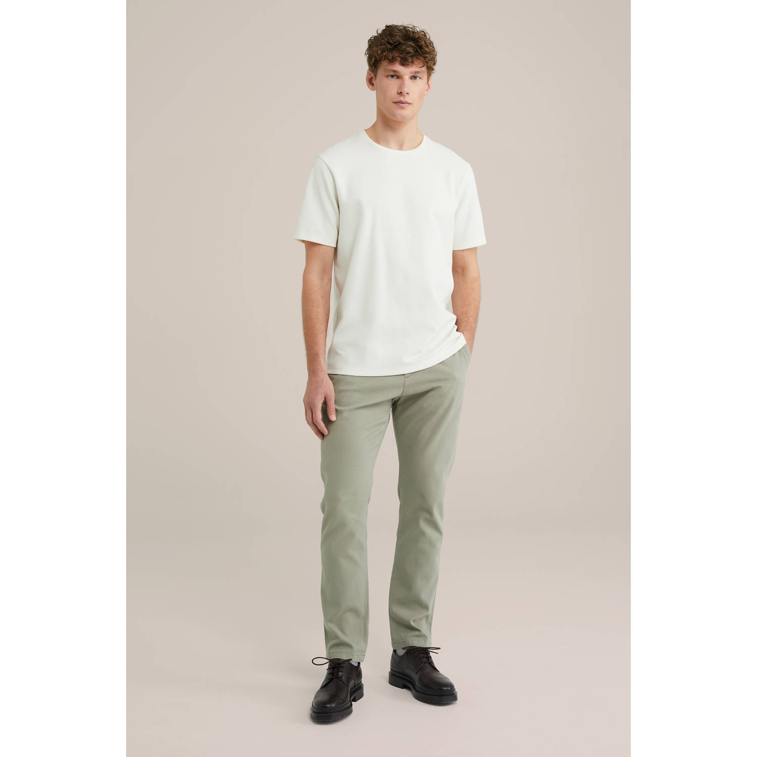 WE Fashion slim chino kaki