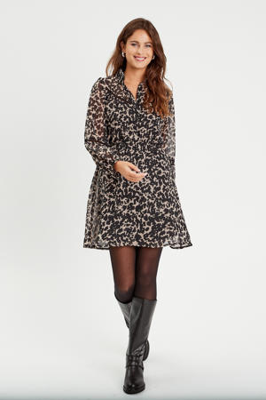 jurk zwart/beige