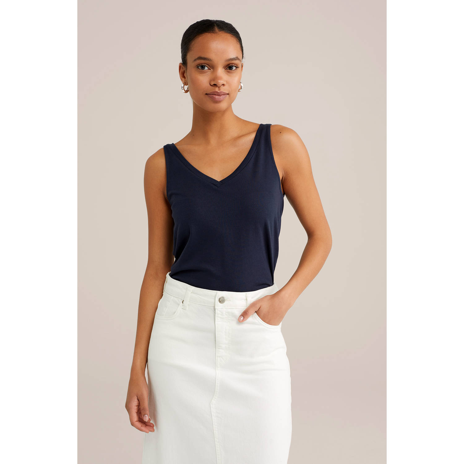 WE Fashion singlet donkerblauw