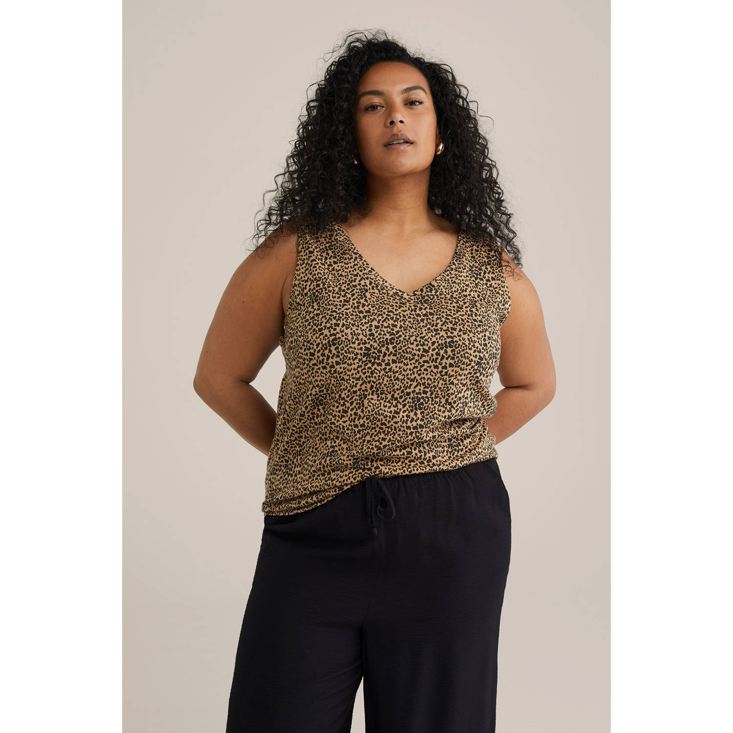 WE Fashion Curve mouwloze top beige