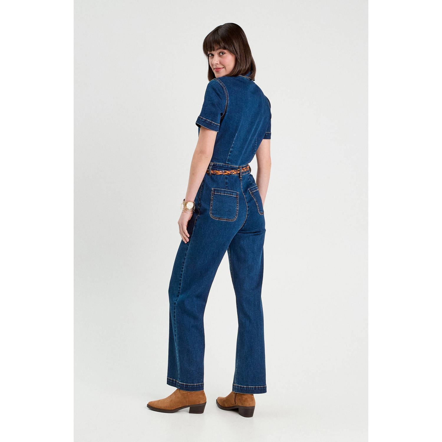 Cache denim jumpsuit medium blue denim