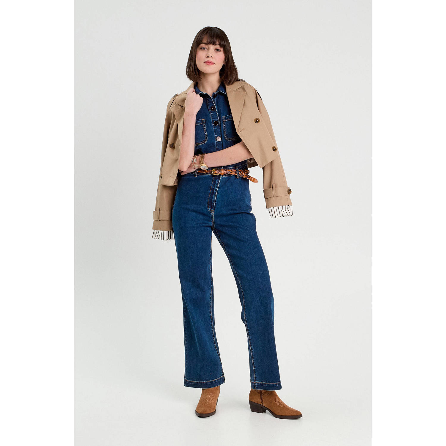 Cache denim jumpsuit medium blue denim