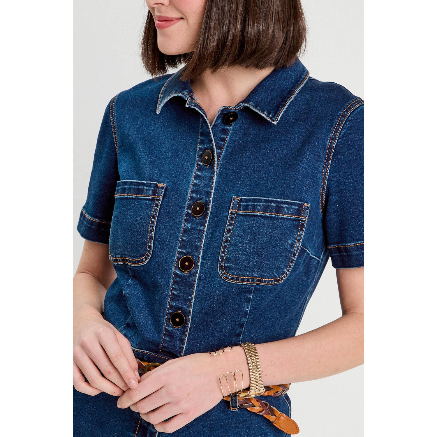 Cache denim jumpsuit medium blue denim