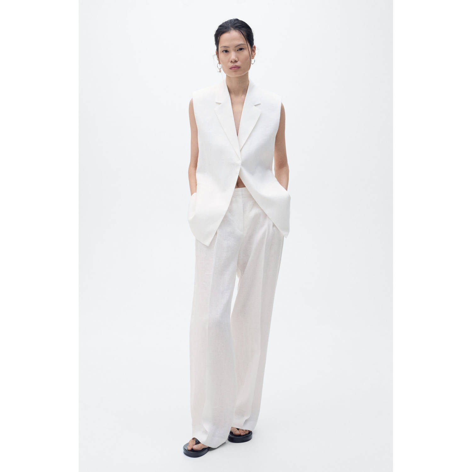 Mango linnen regular waist broek