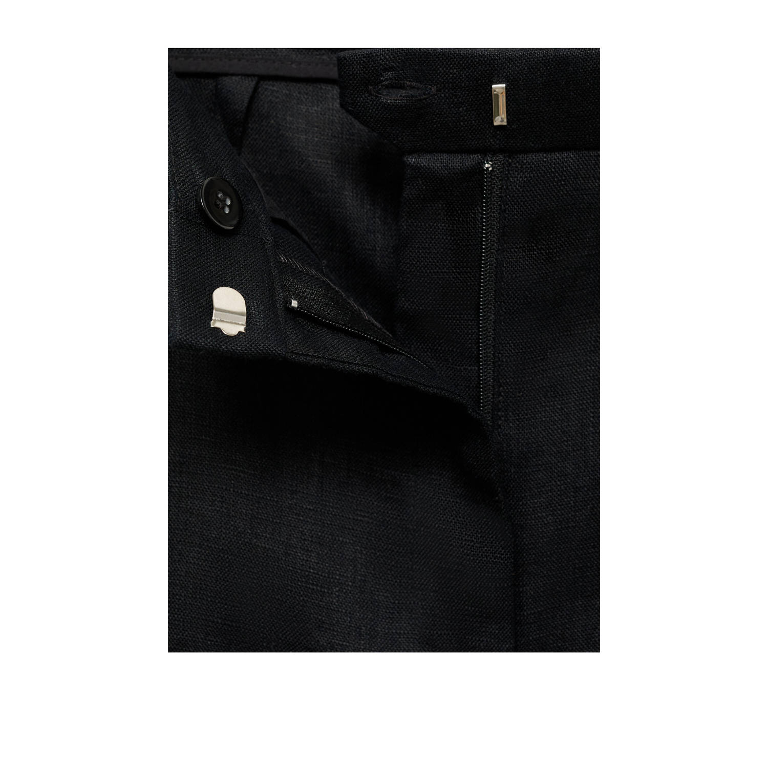 Mango linnen regular waist broek zwart