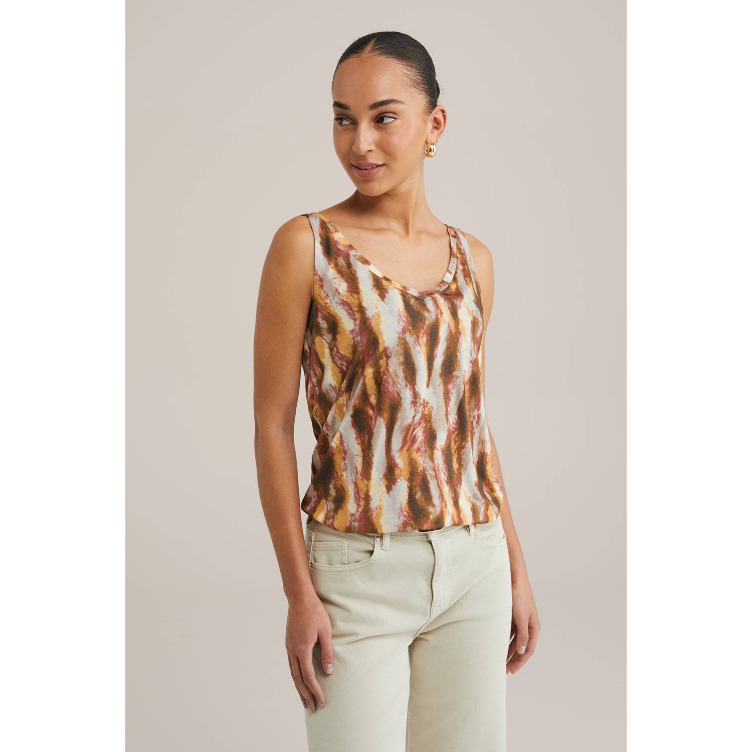 WE Fashion mouwloze top lichtbruin