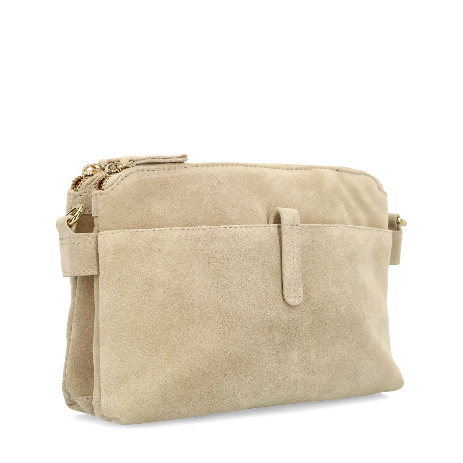 Manfield suede crossbody tas beige