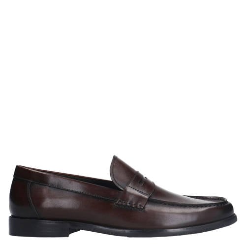 Manfield leren loafers donkerbruin afbeelding