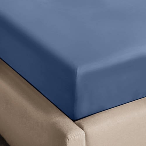 NOUS Living katoen satijnen hoeslaken blauw afbeelding