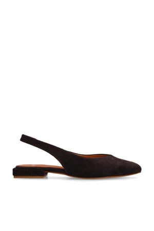 suède slingback loafers bruin
