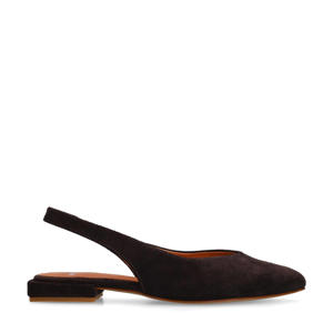 suède slingback loafers bruin