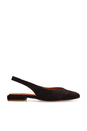 suède slingback loafers bruin