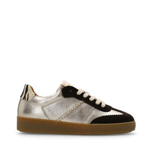 leren sneakers goud/bruin