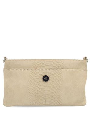 suede crossbody tas beige