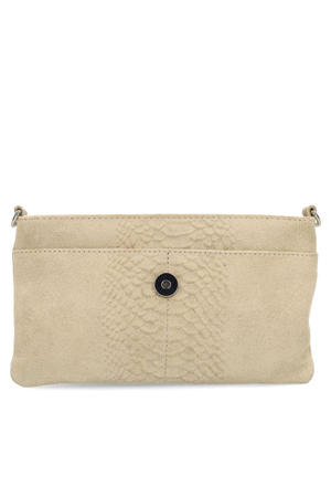 suede crossbody tas beige