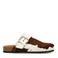 Manfield leren clogs met ponyhair en koeienprint bruin/wit