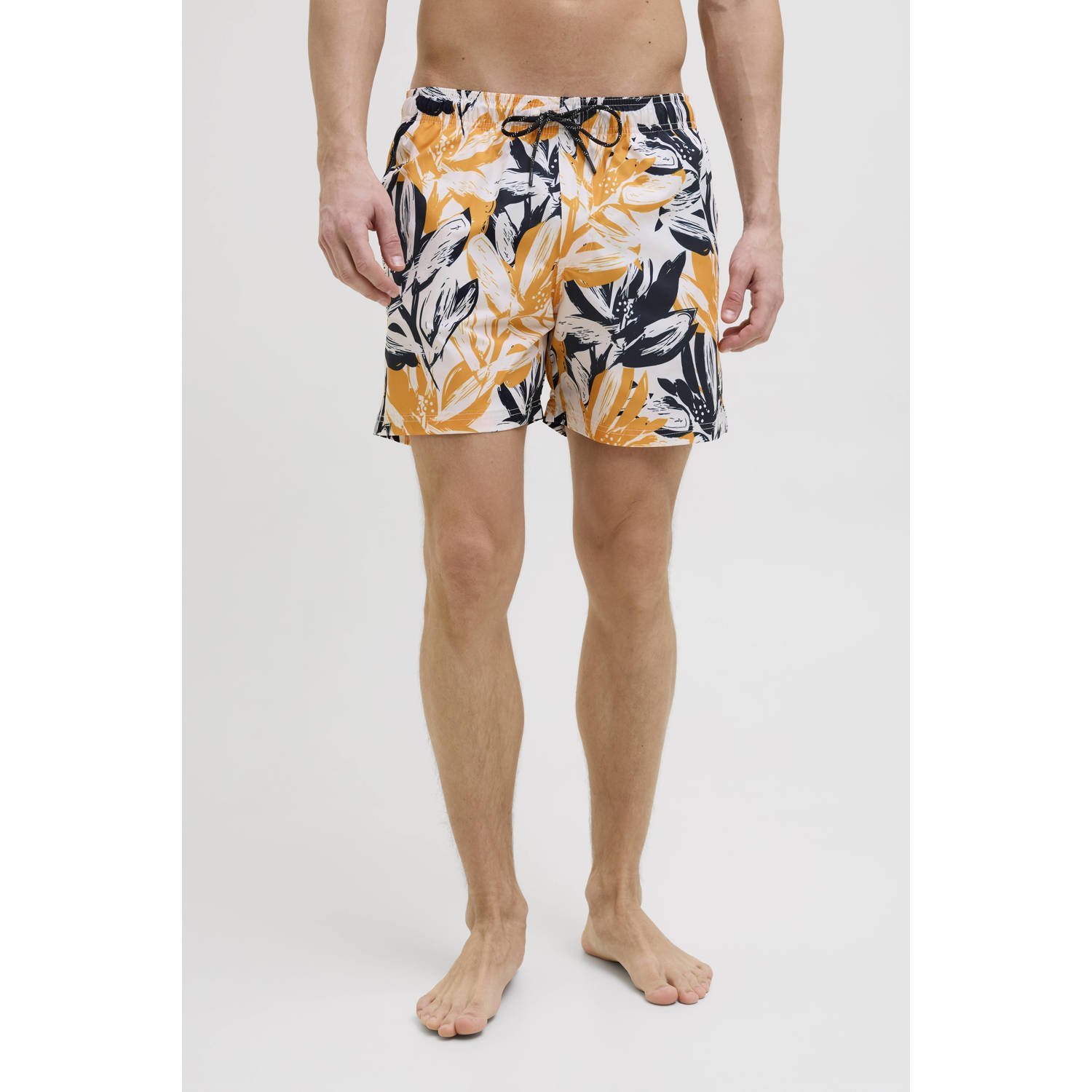 JACK & JONES PANTS STUDIO zwemshort JPSTMAUI wit geel zwart