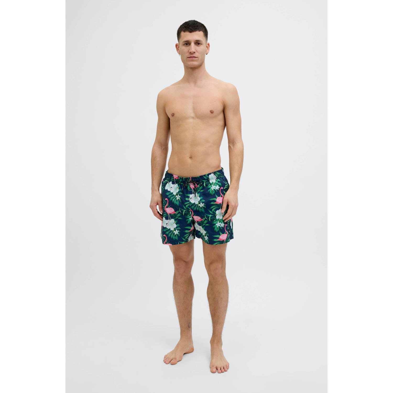 JACK & JONES PANTS STUDIO zwemshort JPSTMAUI donkerblauw roze