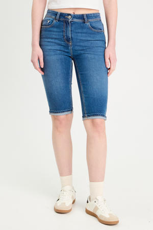 denim slim regular waist short dark blue denim
