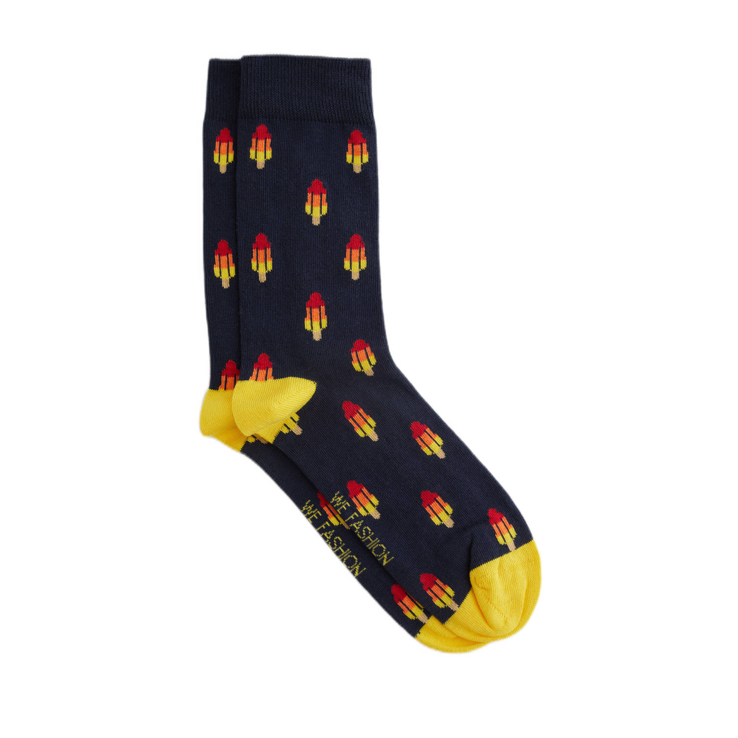 WE Fashion sokken met all over print donkerblauw
