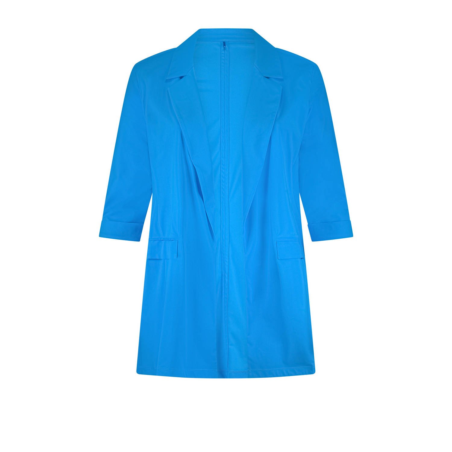 Plus Basics travelstof regular blazer blauw