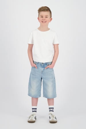 relaxed denim short light blue denim