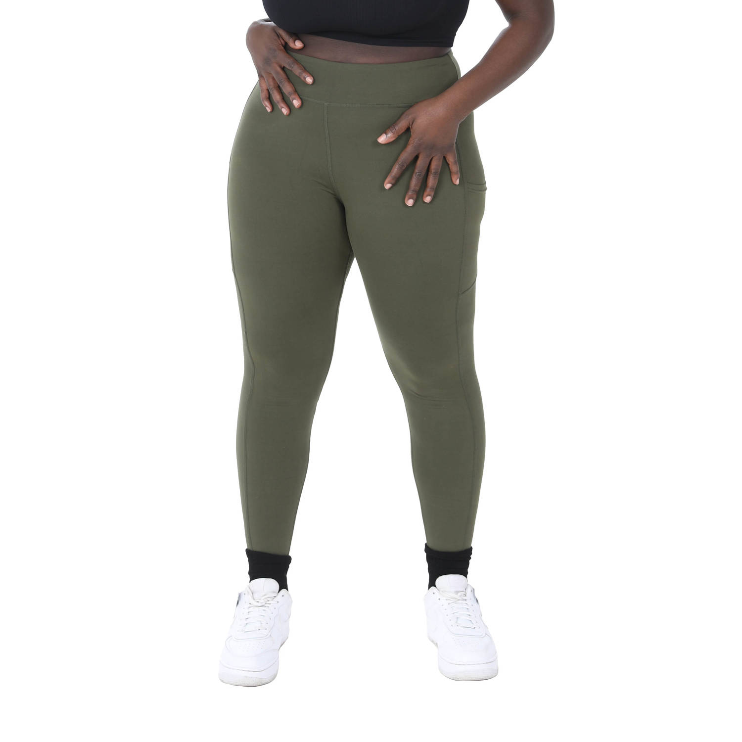 Pamela Mann Plus Size sportlegging met zakken kaki
