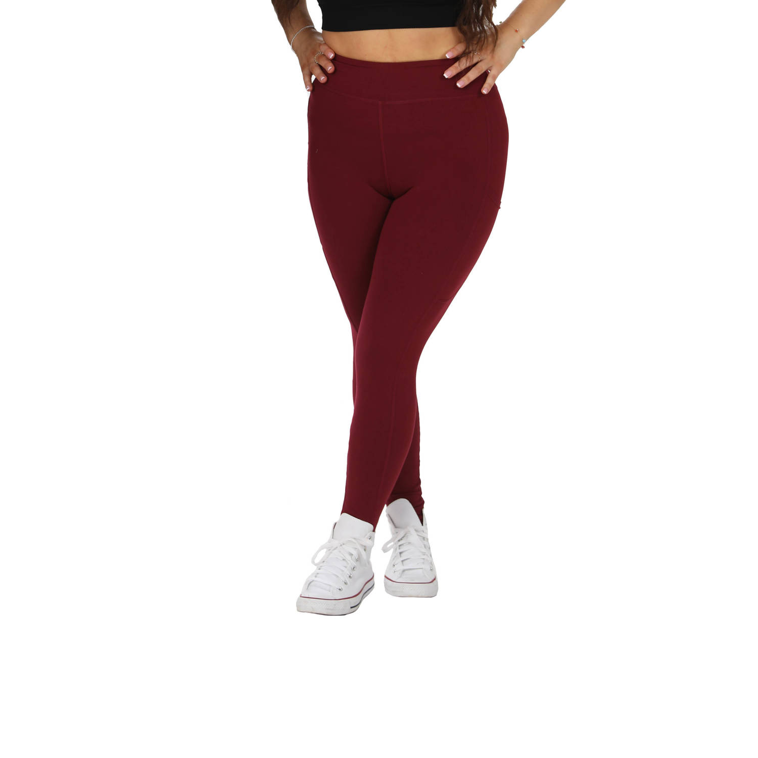 Pamela Mann Plus Size sportlegging met zakken donkerrood