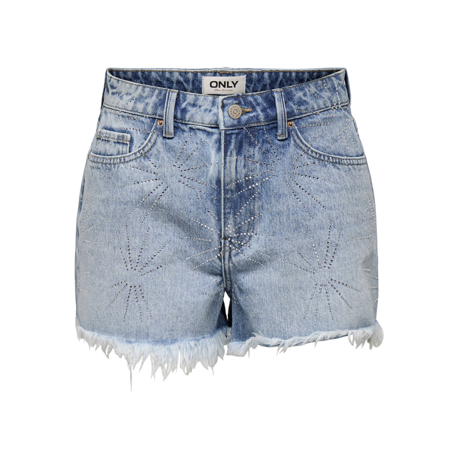 ONLY denim regular high waist denim short donkergroen
